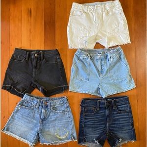 5 pair denim shorts for tweens